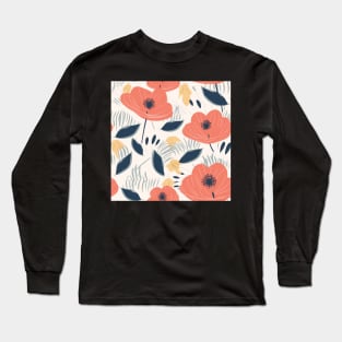 Minimalist Seamless Floral Pattern Spring Flower Bloom Long Sleeve T-Shirt